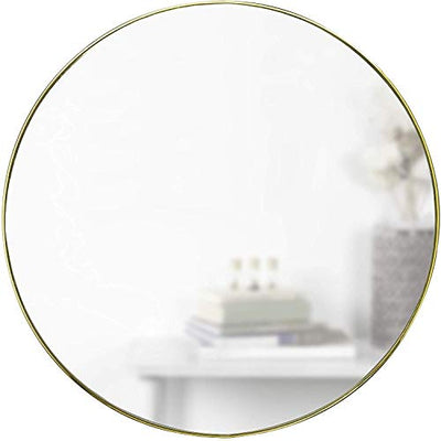 Umbra, Brass Hubba 34 Inch Round Entryways, Bathrooms, Living Rooms and More, Doubles as Wall Art, 34-Inch Circle Mirror, Finish