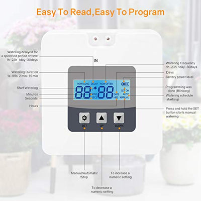 DIY Micro Automatic Drip Irrigation Kit,Houseplants Self Watering System with 30-Day Digital Programmable Water Timer 5V USB Power Operation for Indoor Potted Plants Vacation Plant Watering [Gen 4]