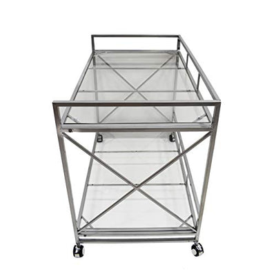 Christopher Knight Home Danae Industrial Modern Iron and Glass Bar Cart, Silver