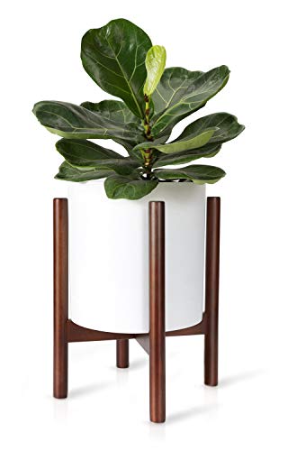 Mkono Plant Stand Mid Century Wood Flower Pot Holder (Plant Pot NOT Included) Potted Stand Indoor Display Rack Rustic Decor, Up to 10 Inch Planter, Dark Brown