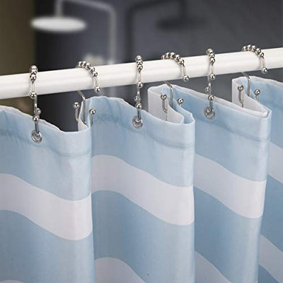 Titanker Shower Curtain Hooks Rings, Rust-Resistant Metal Double Glide Shower Hooks for Bathroom Shower Rods Curtains, Set of 12 Hooks - Nickel