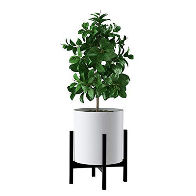 FaithLand Mid Century Plant Stand Indoor Outdoor (Plant Pot Not Included), Hold Up to 12 Inch Planter, Metal Planter Stand, Potted Plant Holder, Black - Fits Snake Plant - Upgraded Design