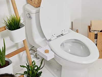 TUSHY Classic Bidet Toilet Attachment – Modern Sleek Design – Fresh Clean Water Sprayer – Non-Electric Self Cleaning Nozzle (White/Bamboo Knob)