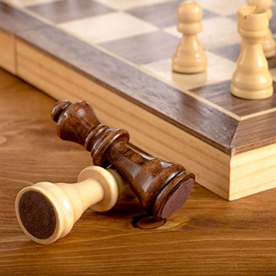 Chess Armory 15" Large Magnetic Wooden Chess Set with Felted Game Board Interior for Storage