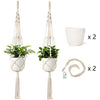 Mkono Macrame Plant Hangers with Pots 6.5 Inch Plastic Planter Included Indoor Hanging Planters Basket Holder (2 Plant Hangers and 2 Flower Pots) 41-Inch
