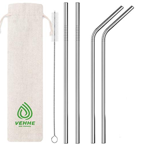 VEHHE Metal Straws Stainless Steel Straws Drinking Straws Reusable - 10.5