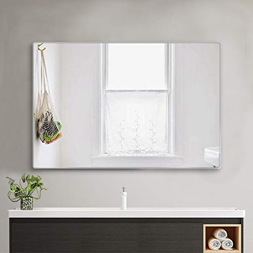 4EVER BEAUTI Bathroom Mirror ,Vanity Mirror for Wall with Thin Silver Metal Frame 32x24x0.7, Decorative Wall Mirrors for Living Room,Bedroom,Rounded Corner Hangs Horizontal Or Vertical