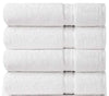 COTTON CRAFT Ultra Soft 4 Pack Oversized Extra Large Bath Towels 30x54 White Weighs 22 Ounces - 100% Pure Ringspun Cotton - Luxurious Rayon Trim - Ideal for Everyday use - Easy Care Machine wash