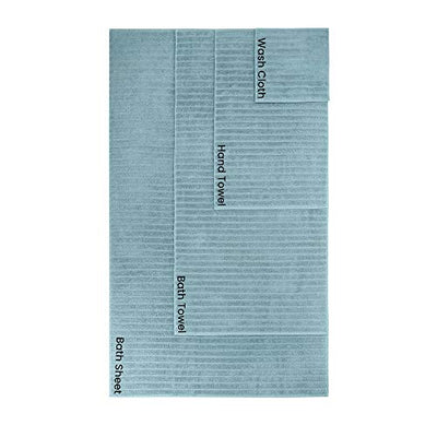 Classic Turkish Towels Luxury Ribbed Bath Sheets - Soft Thick Jacquard Woven 3 Piece Bath Set Made with 100% Turkish Cotton (Spa Blue, 40x65 Bath Sheets)