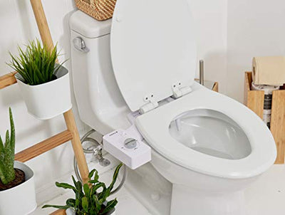 TUSHY Classic Bidet Toilet Attachment – Modern Sleek Design – Fresh Clean Water Sprayer – Non-Electric Self Cleaning Nozzle (White/Silver Knob)