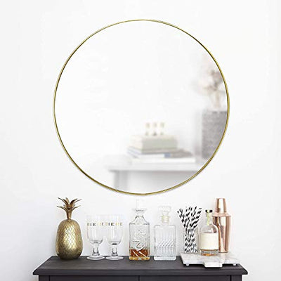 Umbra, Brass Hubba 34 Inch Round Entryways, Bathrooms, Living Rooms and More, Doubles as Wall Art, 34-Inch Circle Mirror, Finish