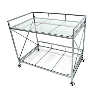 Christopher Knight Home Danae Industrial Modern Iron and Glass Bar Cart, Silver
