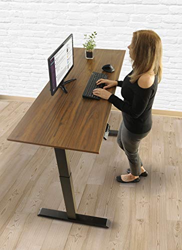 TechOrbits Electric Standing Desk Frame 60 x 24 Inch Tabletop - Motorized Workstation Two Leg Stand Up Desk with Memory Settings and Telescopic Sit Stand Height Adjustment (Black Frame/Wood Top)
