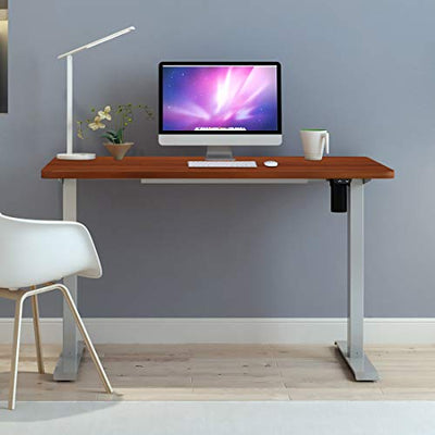Flexispot Standing Desk, 48 x 24 Inches Height Adjustable Desk, Electric Sit Stand Desk Home Office Desks Whole-Piece Desk Board (Gray Frame + 48 in Mahogany Top)