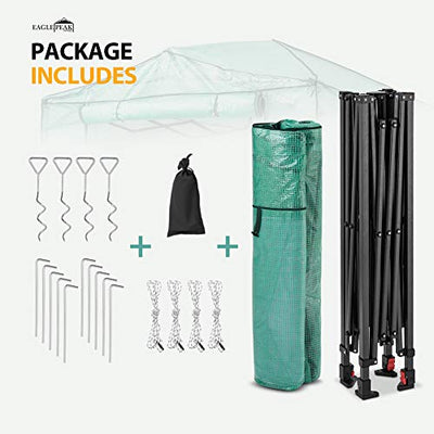 EAGLE PEAK 8'x6' Portable Walk-in Greenhouse Instant Pop-up Fast Setup Indoor Outdoor Plant Gardening Greenhouse Canopy, Front and Rear Roll-Up Zipper Entry Doors and 2 Large Roll-Up Side Windows