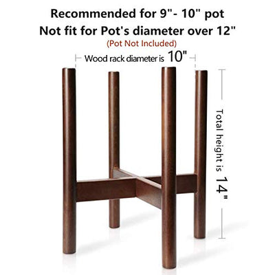 Mkono Plant Stand Mid Century Wood Flower Pot Holder (Plant Pot NOT Included) Potted Stand Indoor Display Rack Rustic Decor, Up to 10 Inch Planter, Dark Brown