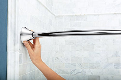 Moen CSR2172CH 5-Foot Adjustable Tension Single Curved Shower Curtain Rod, Chrome
