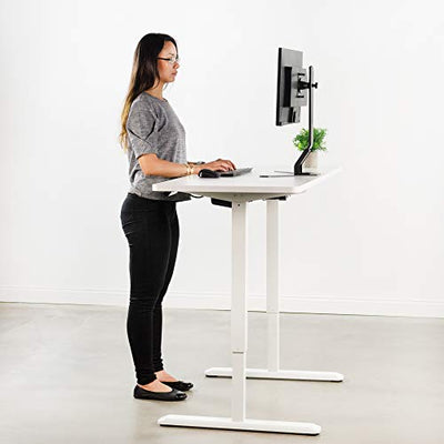 VIVO Electric 60 x 24 inch Stand Up Desk, White Table Top, White Frame, Height Adjustable Standing Workstation with Memory Preset Controller (DESK-KIT-1W6W)