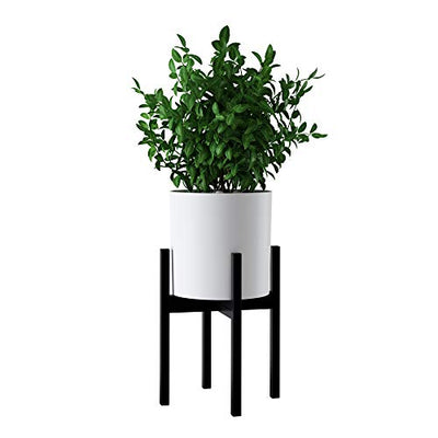 FaithLand Mid Century Plant Stand Indoor Outdoor (EXCLUDING 10" Plant Pot), Metal Planter Stand, Potted Plant Holder, Black, Hold Up to 10 Inch Planter - Fits Snake Plant - Upgraded Design