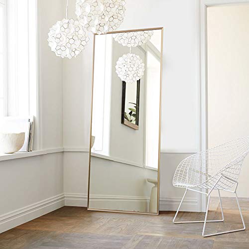 NeuType Full Length Mirror Floor Mirror with Standing Holder Bedroom/Locker Room Standing/Hanging Mirror Dressing Mirror Wall-Mounted Mirror (Golden)
