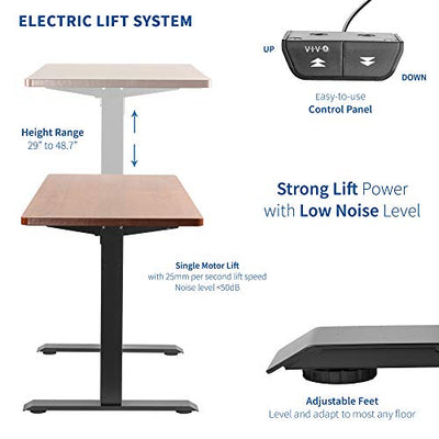 VIVO Electric 60 x 24 inch Stand Up Desk, Dark Walnut Table Top, Black Frame, Height Adjustable Standing Workstation with Simple 2 Button Controller (DESK-KIT-B06D)