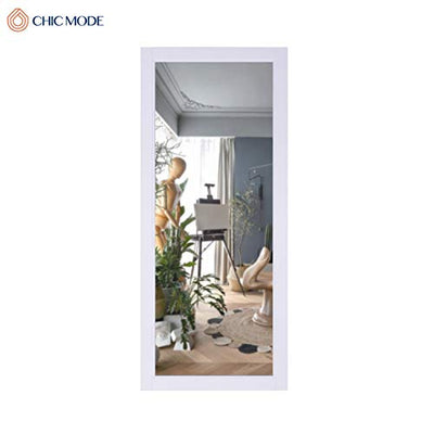 CHIC MODE White Thick Wooden Frame Full Length Mirror,HD Rectangle Full Body Tall Big Floor Stand Up or Wall Mounted Mirror for Bthroom Bedroom Living Room, 71"x30"