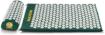 At Home Back and Neck Pain Relief - Acupressure Mat and Neck Pillow Set - Relieves Stress and Sciatic Pain for Optimal Health and Wellness - Comes in a Carry Box with Handle for Storage and Travel