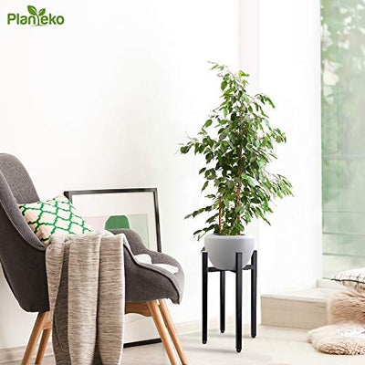 Planteko Mid Century Metal Plant Stand V2 - New Improved Adjustable Indoor Plant Stand - Metal Plant Holder, Stylish and No Wobble - Plant Display Rack Fits Pots Sizes 8-12 Inches (Pot Not Included)