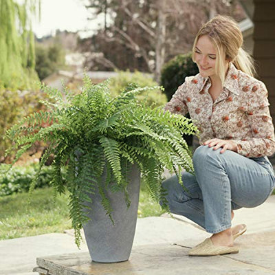 Tall Planters Set 2 Flower Pots, 20 Inch Each, Patio Deck Indoor Outdoor Garden Planters,Weathered Gray