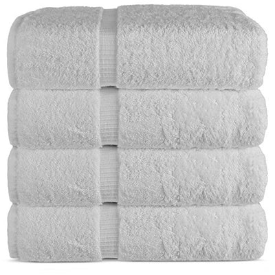 Luxury Hotel & Spa Bath Towel 100% Genuine Turkish Cotton, 27" x 54" ,Set of 4,White