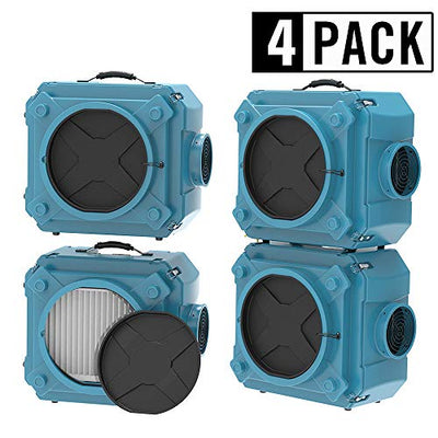 AlorAir 4 Pack CleanShield HEPA 550 Commercial Industrial Air Scrubber, HEPA Filter System, Negative Air Machine Air Cleaner, HEPA air Cleaner, Blue