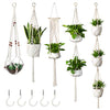 MoonLa 5-Pack Macrame Plant Hangers with 5 Hooks, Indoor Outdoor Hanging Planters Set Hanging Plant Holder Stand Flower Pots Boho Home Decor(Cotton Rope, 4 Legs, 5 Sizes)