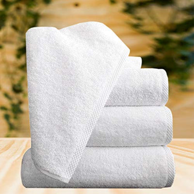 Classic Turkish Cotton Bath Towel Set - Thick and Soft Terry Cloth Hotel and Spa Quality Bath Towels Made with 100% Turkish Cotton (White, 24x48)