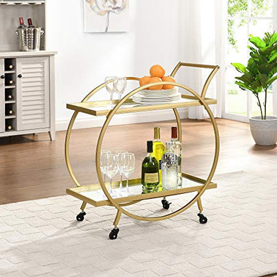 FirsTime & Co. Gold Odessa Bar Cart, American Crafted, Gold, 28 x 14 x 32, (70123)