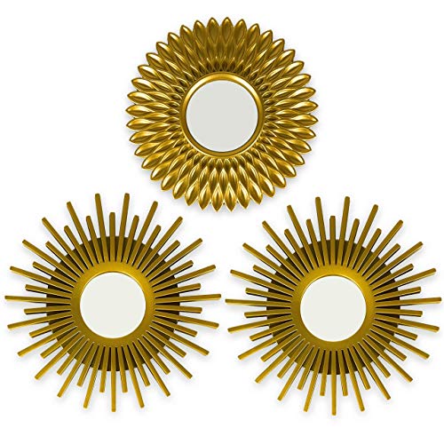 BONNYCO Gold Mirrors for Wall Pack of 3 Wall Mirrors for Room Decor & Home Decor | Gold Round Mirrors for Wall Decor | Circle Mirrors Modern Wall Decor Gifts for Women & Moms | Decorative Mirrors