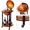 Goplus 17" Wood Globe Wine Bar Stand 16th Century Italian Rack Liquor Bottle Shelf with Wheels (Retro Brown)