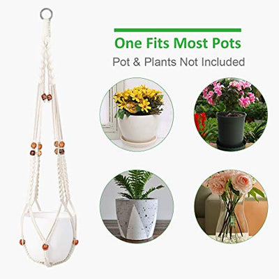 5-Pack Macrame Plant Hangers with 5 Hooks, Different Tiers, Handmade Cotton Rope Hanging Planters Set Flower Pots Holder Stand, for Indoor Outdoor Boho Home Decor