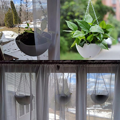 HMANE Hanging Flower Plant Pot, Chain Plastic Basket Planter Holder Patio Home Decoration - 7.87x7.87x5.51inch