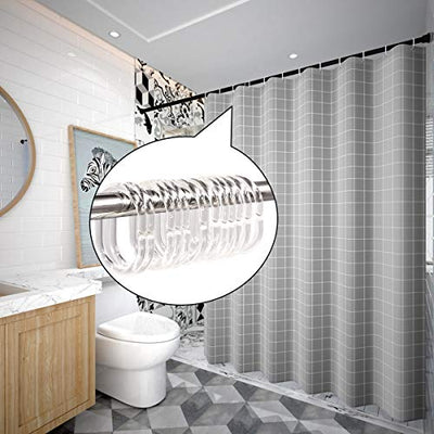Qulable 24pcs Shower Curtain Rings Plastic Curtain C Rings Hook Hanger Bath Drape Loop Clip Glide Bathroom Shower Window Rod (Clear)