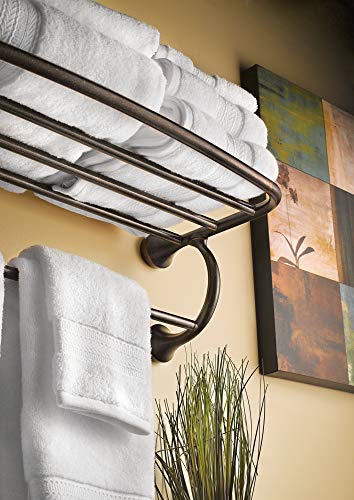 Moen YB2894CH Eva 24-Inch Wide Bathroom Hotel-Style Towel Shelf with Towel Bar, Chrome