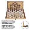 Amerous 12" x 12" Magnetic Wooden Chess Set for Adults and Kids, 2 Bonus Extra Queens, Folding Board with Storage Slots, Handmade Chess Pieces, Portable Travel Chess Board Game Sets, Gift Packed Box