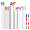 Stainless Steel Straws,Set of 16 10.5" 8.5" Metal Straws,Eco Friendly Reusable Drinking Straws for 16 20 24 30 oz Yeti Rtic Tumbler,Extra Long Metal Straws with 24 Silicone Tips,4 Cleaning Brushes