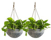Hanging Planter Flower Plant Pots - 10 Inch Indoor Outdoor Balcony Patio Hanging Basket Set of 2, Marble Pattern