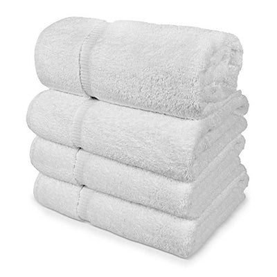 TURKUOISE TURKISH TOWEL % 100 Turkish Cotton Luxury and Super Soft Towels (Bath Towel 4PK, White)