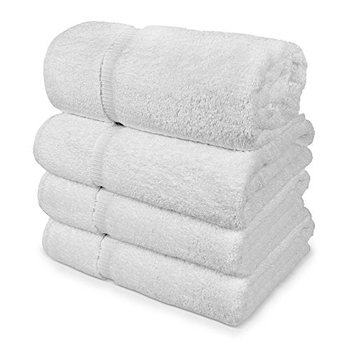 TURKUOISE TURKISH TOWEL % 100 Turkish Cotton Luxury and Super Soft Towels (Bath Towel 4PK, White)