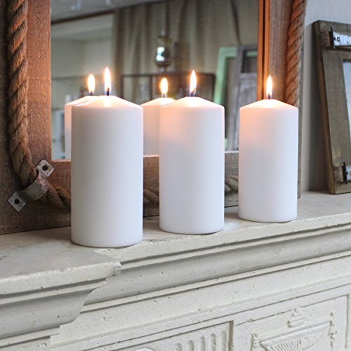 Stonebriar Tall 3x6 Inch Unscented Pillar Candles, 3x6, White