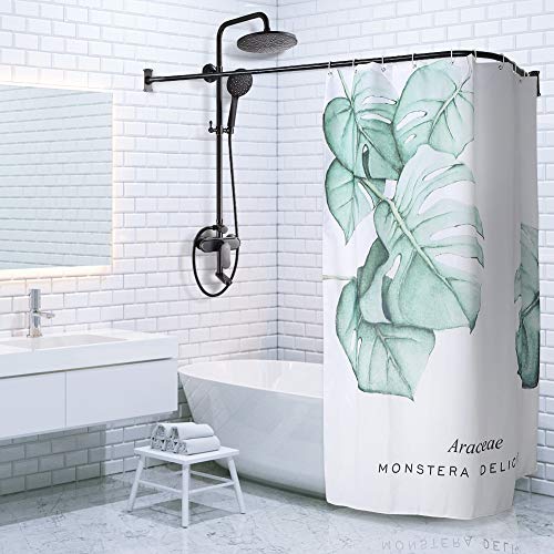 PrettyHome L Shapaed Bathroom Bathtub Corner Shower Curtain Rod Large Space 28