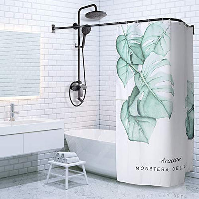PrettyHome L Shapaed Bathroom Bathtub Corner Shower Curtain Rod Large Space 28"x68",Black Finished