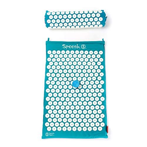 Spoonk - Back Pain and Sleep aid Relief in Coton Regular Size Acupressure mat with Bag Eco USA Foam, Pagoda Blue