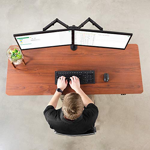 VIVO Electric 60 x 24 inch Stand Up Desk, Dark Walnut Table Top, Black Frame, Height Adjustable Standing Workstation with Simple 2 Button Controller (DESK-KIT-B06D)